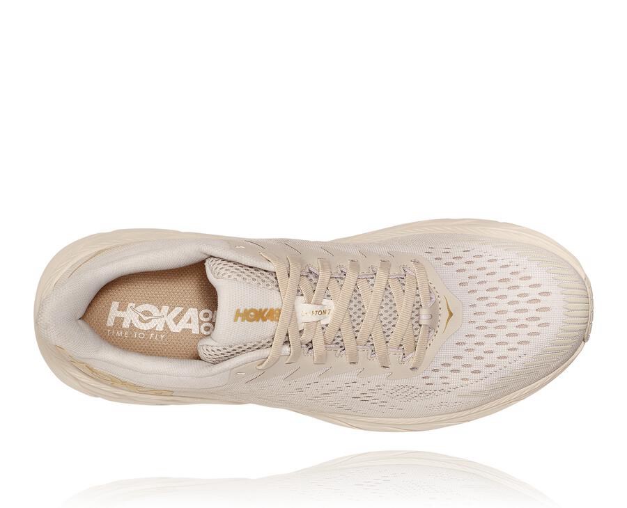 Running Shoes Mens - Hoka One One Clifton 7 - White - FRZBUNX-19